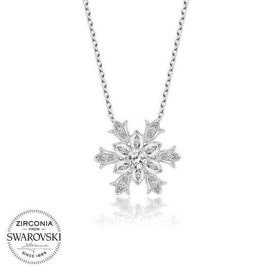 Swarovski Stone Snowflake Women's Silver Necklace