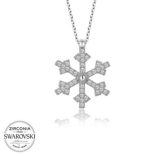 Swarovski Stone Snowflake Women's Silver Necklace