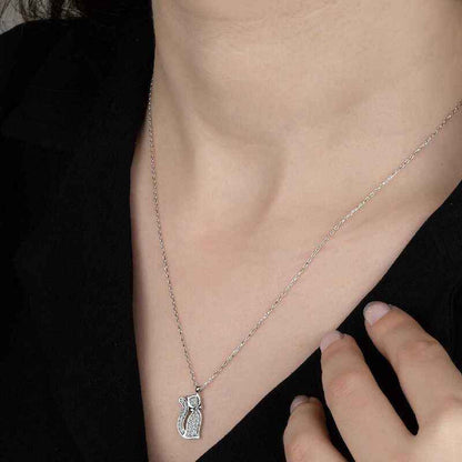 Swarovski Stone Cat Women's Silver Necklace