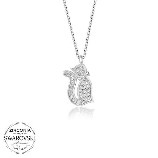Collier en argent pour femme avec pierre Swarovski Cat