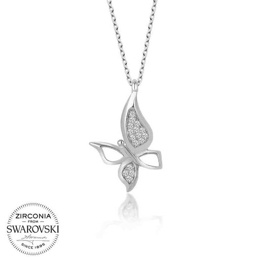Collier en argent avec papillon en pierre Swarovski pour femme