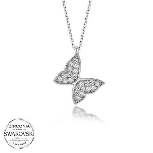 Swarovski Stone Butterfly Women's Silver Necklace