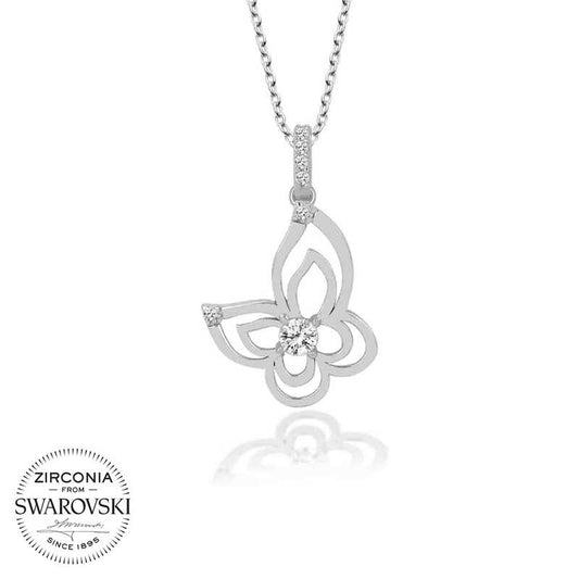 Collier en argent avec papillon en pierre Swarovski pour femme