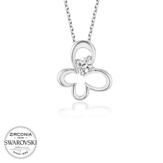 Collier en argent avec papillon en pierre Swarovski pour femme