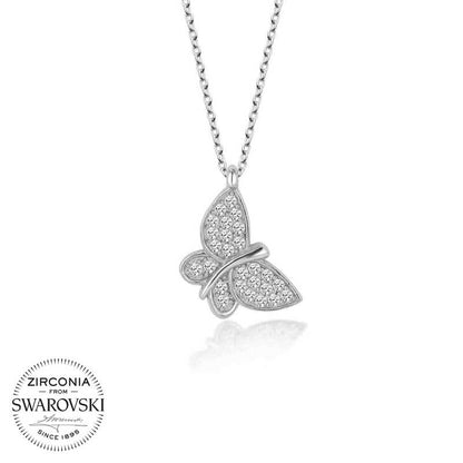 Collier en argent avec papillon en pierre Swarovski pour femme