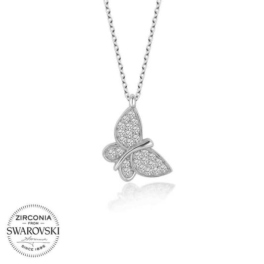 Collier en argent avec papillon en pierre Swarovski pour femme