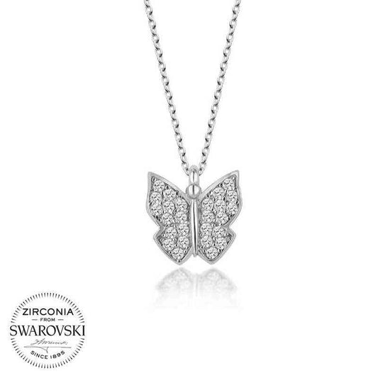 Swarovski Stone Butterfly Silver Necklace