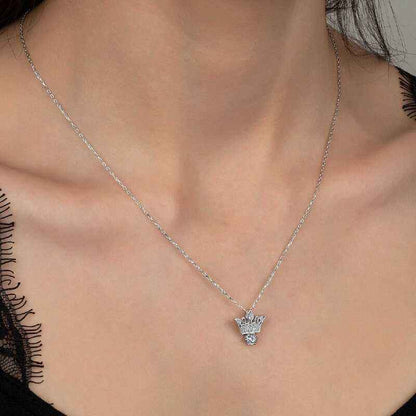Swarovski Stone Crown Women's Silver Necklace