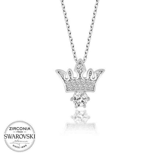 Swarovski Stone Crown Women's Silver Necklace