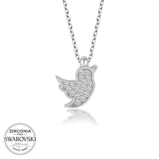 Swarovski Stone Bird Women's Silver Necklace