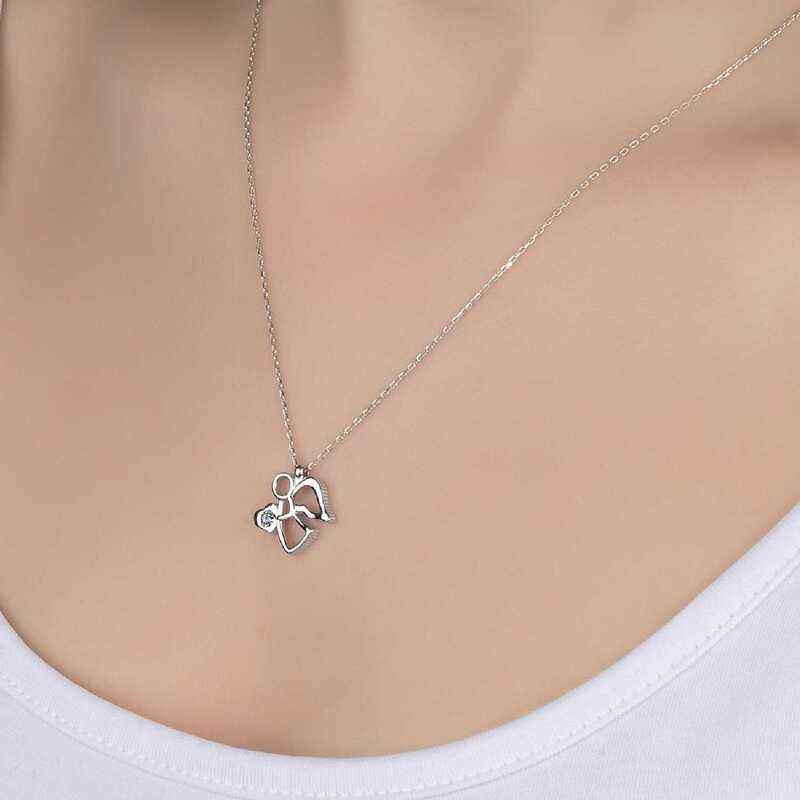 Swarovski Stone Angel Women's Silver Necklace