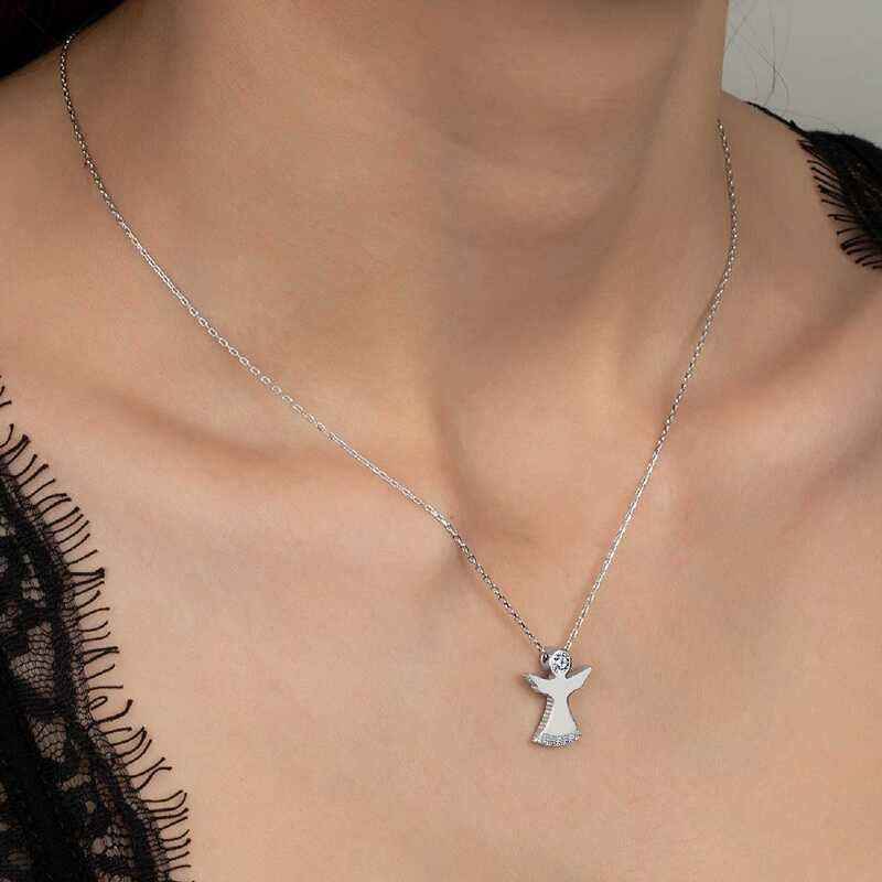 Swarovski Stone Angel Women's Silver Necklace