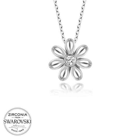Swarovski Stone Daisy Women's Silver Necklace