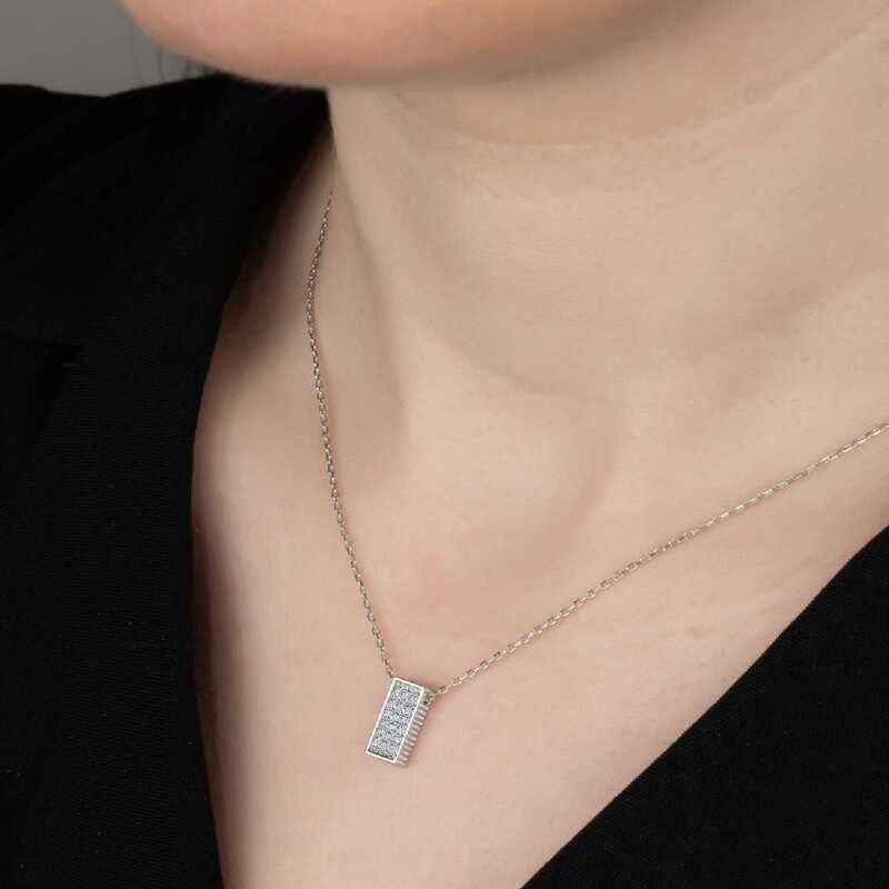 Swarovski Stone Silver Backstone Women's Necklace