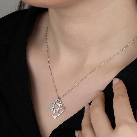 Crystal Stone Silver Mermaid Women's Necklace