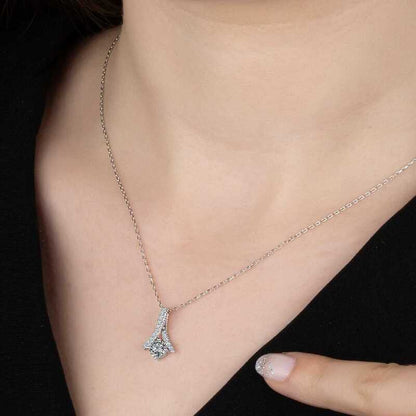 Collier en argent pour femme avec pierre solitaire Swarovski