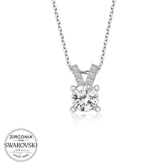 Swarovski Stone Solitaire Women's Silver Necklace