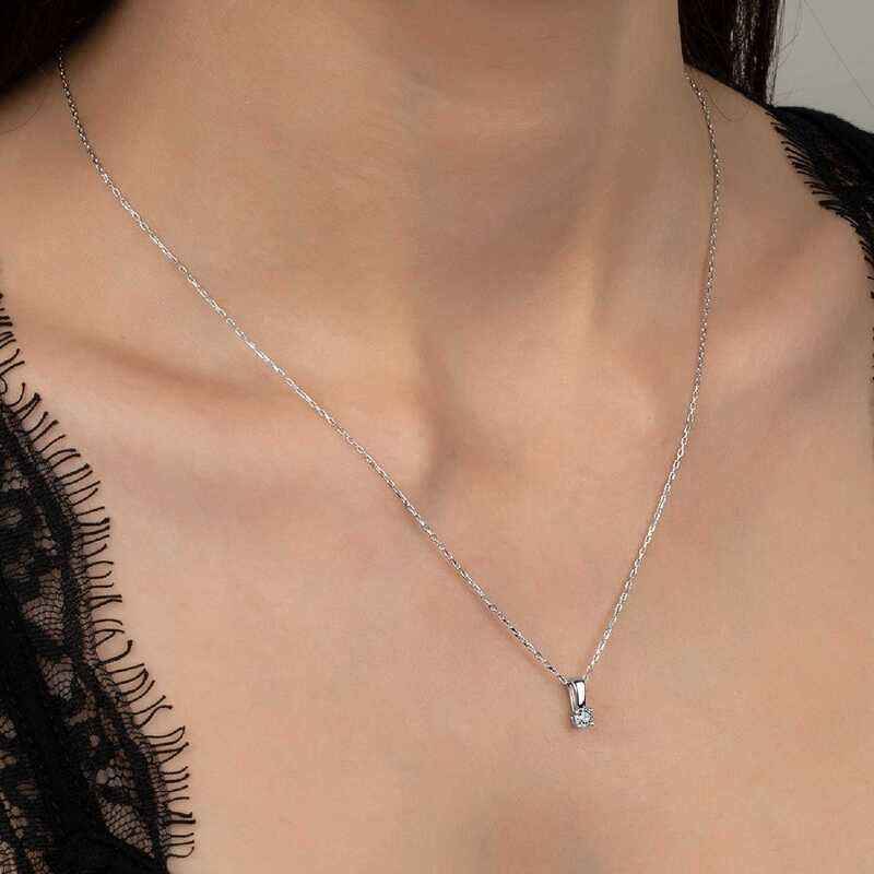 Swarovski Stone Solitaire Women's Silver Necklace