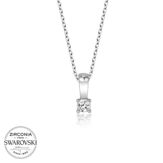 Collier en argent pour femme avec pierre solitaire Swarovski