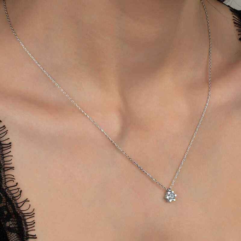 Swarovski Stone Women's Silver Solitaire Necklace