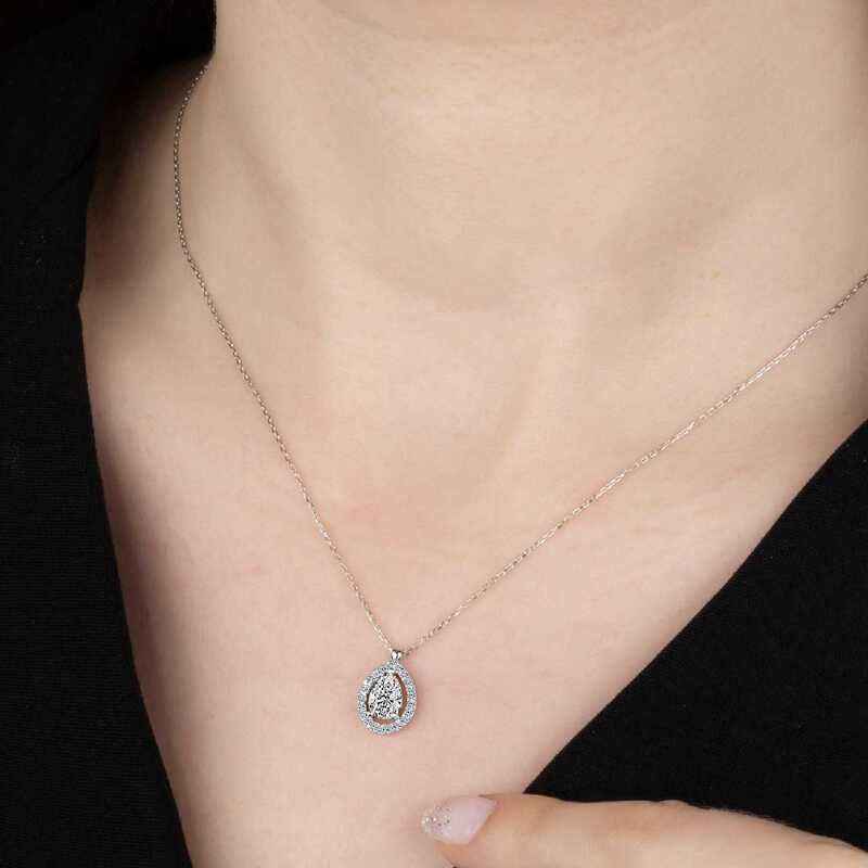 Swarovski Stone Single Stone Women's Silver Necklace