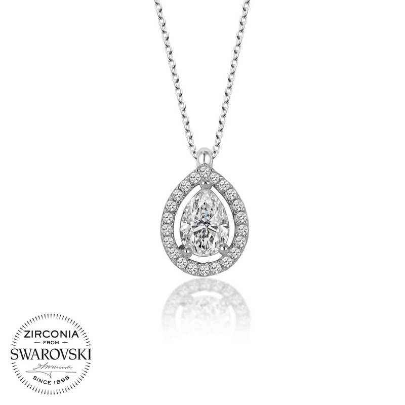 Swarovski Stone Single Stone Women's Silver Necklace