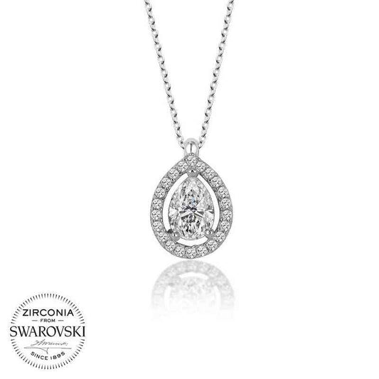 Swarovski Stone Single Stone Women's Silver Necklace