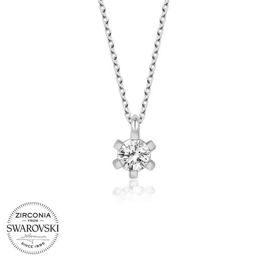 Collier en argent pour femme avec pierre solitaire Swarovski
