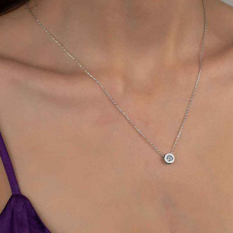 Swarovski Stone Solitaire Women's Silver Necklace