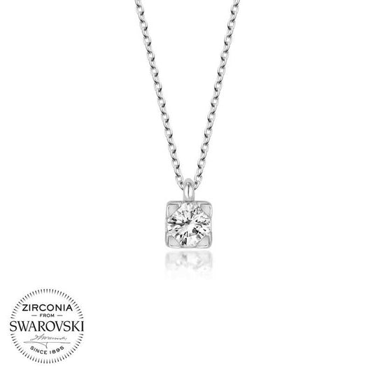 Collier en argent pour femme avec pierre solitaire Swarovski