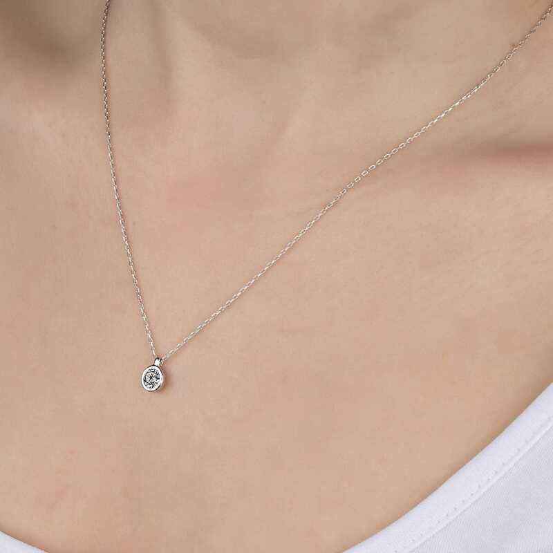 Swarovski Stone Solitaire Women's Silver Necklace