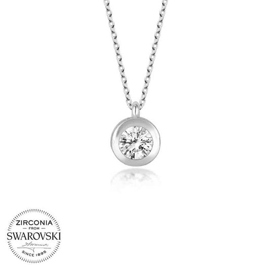 Collier en argent pour femme avec pierre solitaire Swarovski