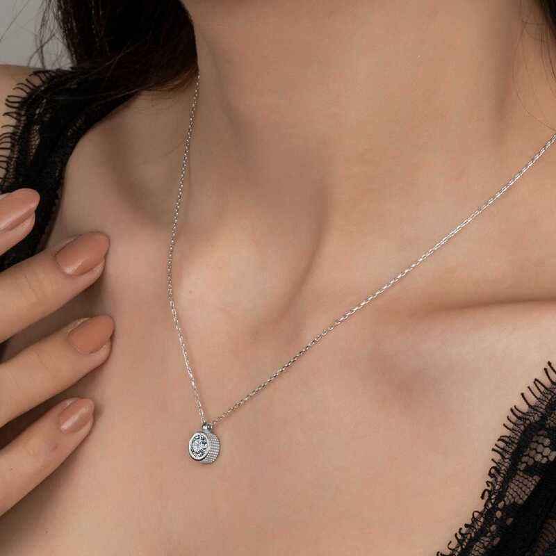 Swarovski Stone Solitaire Women's Silver Necklace