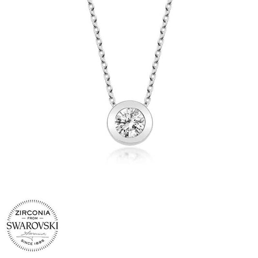 Collier en argent pour femme avec pierre solitaire Swarovski