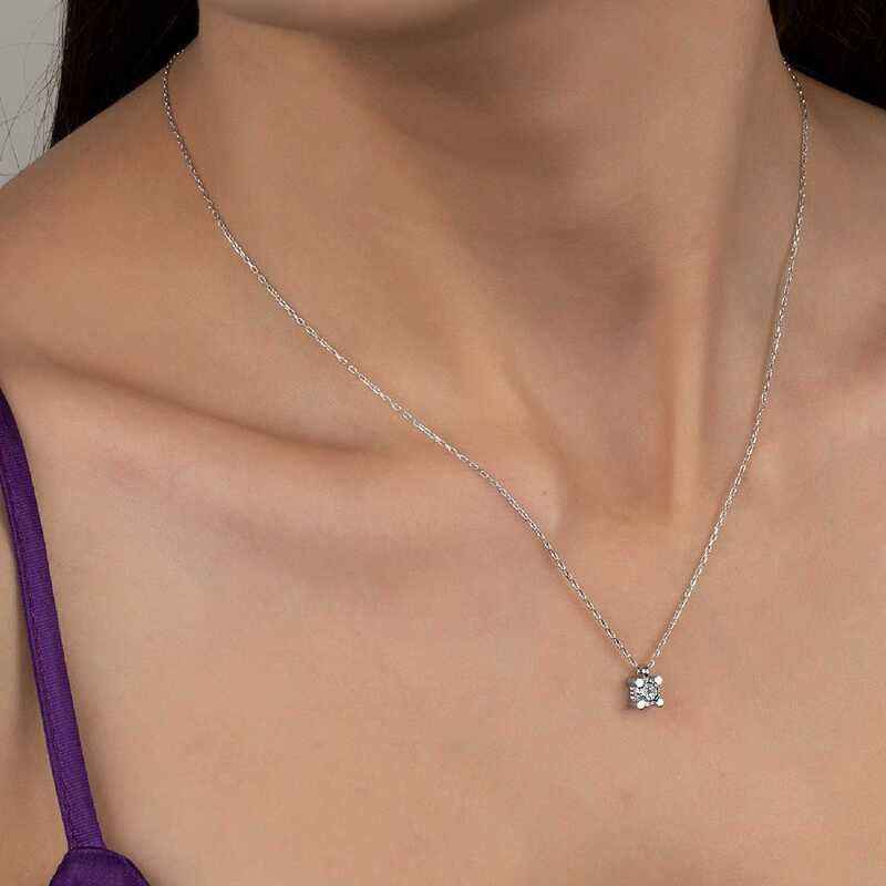 Swarovski Stone Solitaire Women's Silver Necklace