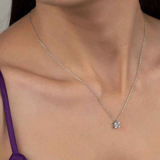 Swarovski Stone Solitaire Women's Silver Necklace