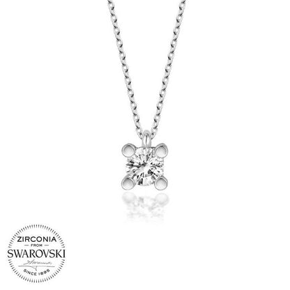 Collier en argent pour femme avec pierre solitaire Swarovski