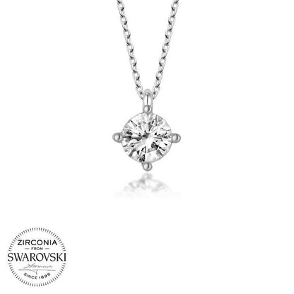 Collier en argent pour femme avec pierre solitaire Swarovski