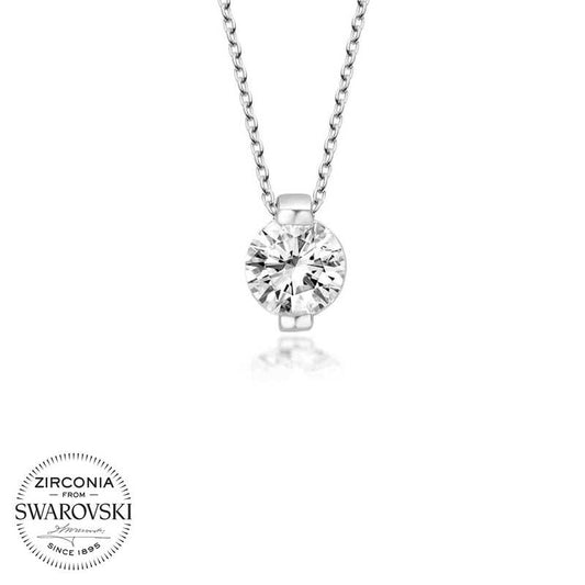 Collier en argent pour femme avec pierre solitaire Swarovski