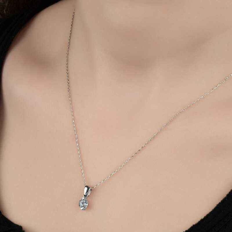 Swarovski Stone Solitaire Women's Silver Necklace