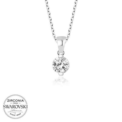 Collier en argent pour femme avec pierre solitaire Swarovski