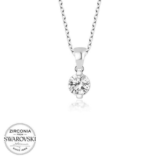 Collier en argent pour femme avec pierre solitaire Swarovski