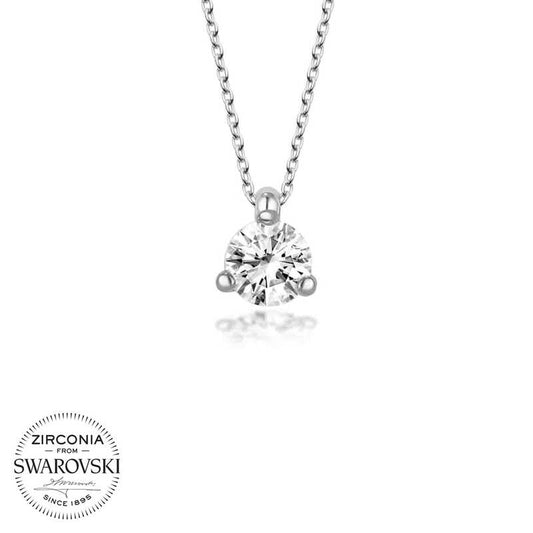Collier en argent pour femme avec pierre solitaire Swarovski