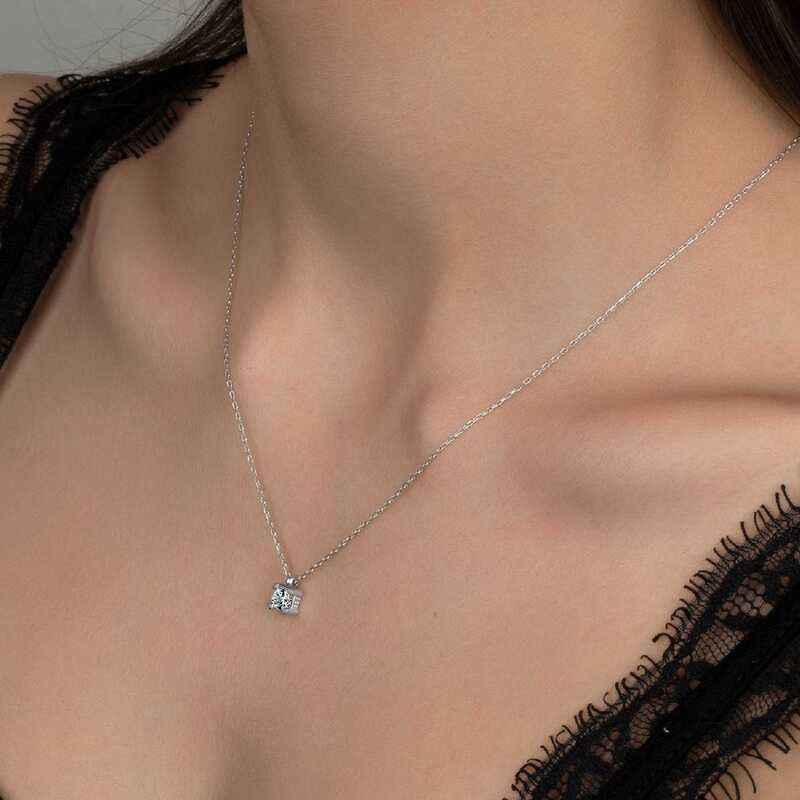 Swarovski Stone Solitaire Women's Silver Necklace