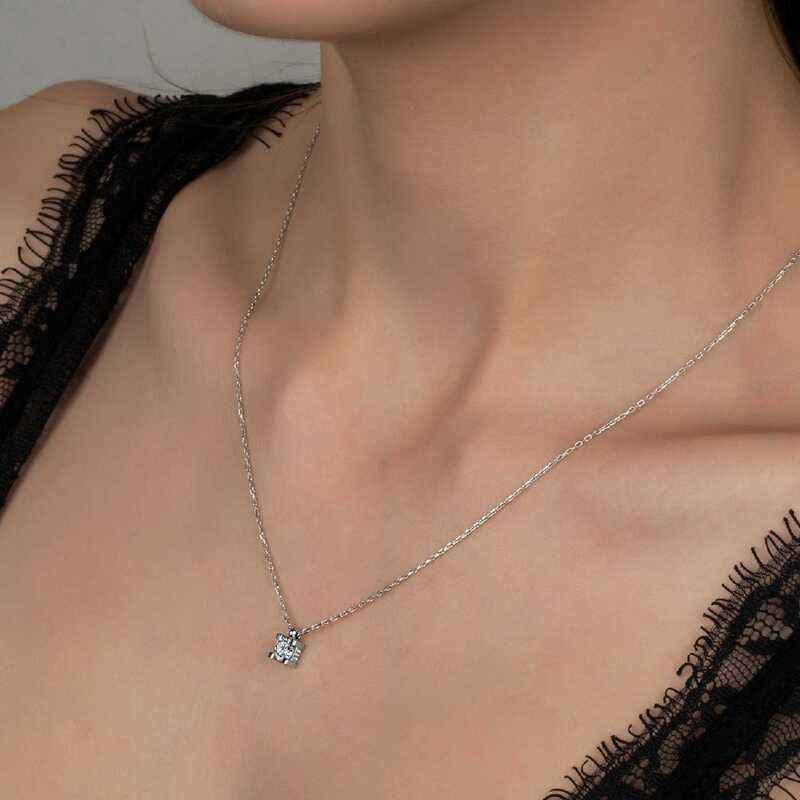 Swarovski Stone Solitaire Women's Silver Necklace