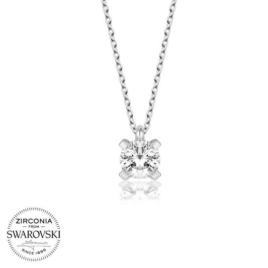 Collier en argent pour femme avec pierre solitaire Swarovski