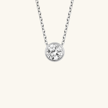 Crystal Stone Solitaire Women's Silver Necklace