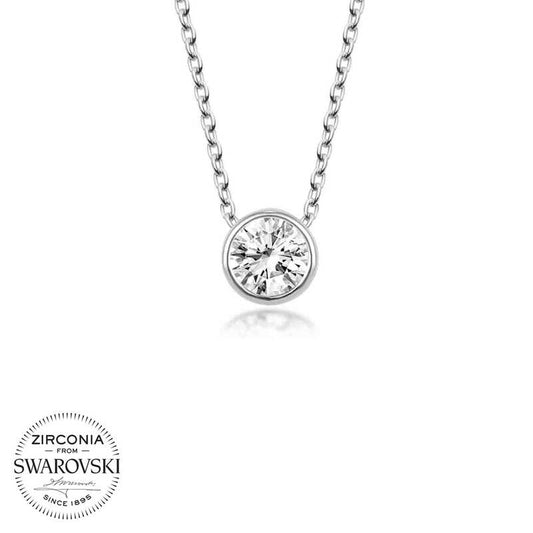 Collier en argent pour femme avec pierre solitaire Swarovski