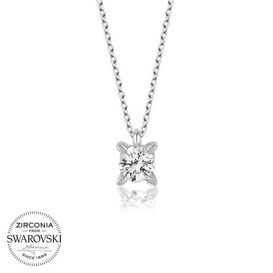 Collier en argent pour femme avec pierre solitaire Swarovski