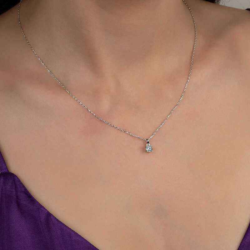 Swarovski Stone Solitaire Women's Silver Necklace